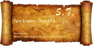 Springer Teofil névjegykártya
